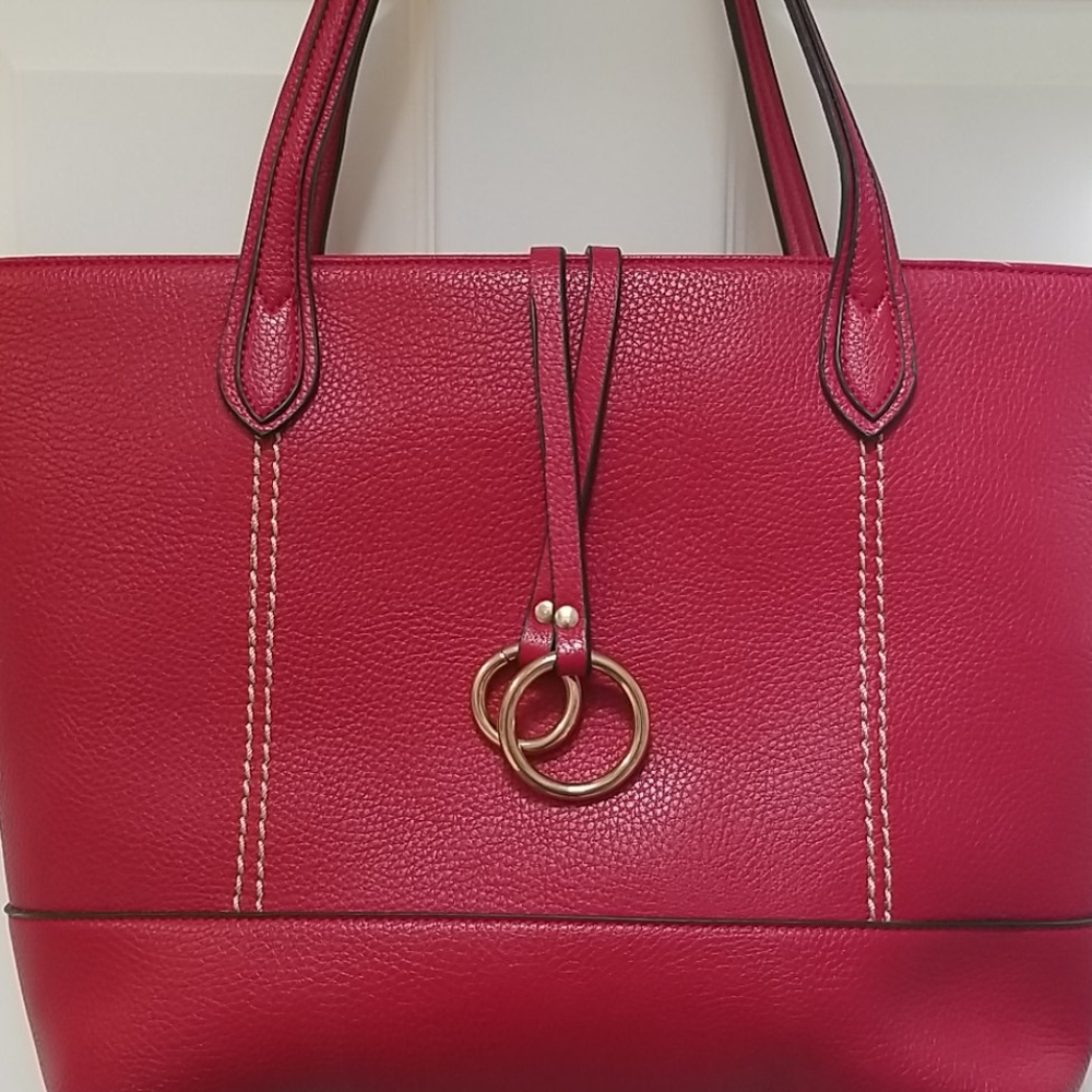 Red Purse, Tan Polka Dot Liner
